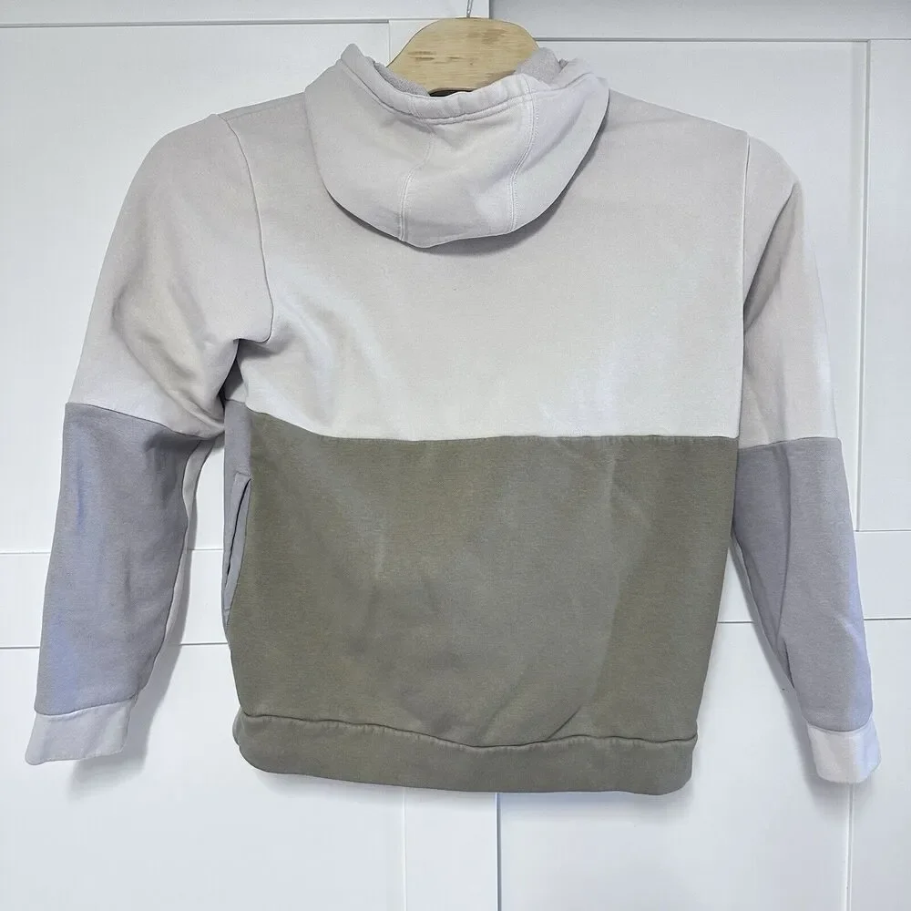 Adidas Color Block Essential 3-stripe‎ Logo Mens Size XL, Tan Green Gray Hoodie